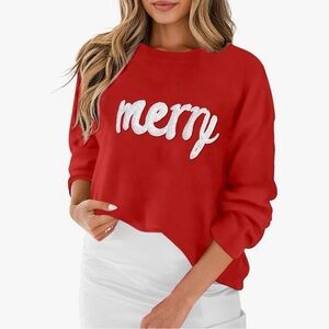 Red 'Merry' Holiday Knit Sweater - Women